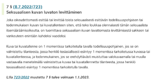 Kuvakaappaus Suomen rikoslaki luku 20 § 7 - Seksuaalisen kuvan luvaton levittäminen.png