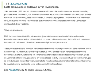 Kuvakaappaus Suomen rikoslaki luku 20 § 19 - Lasta seksuaalisesti esittävän kuvan levittäminen.png