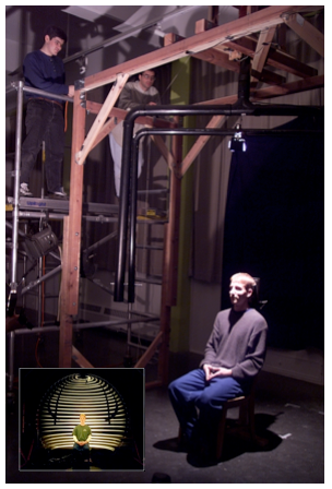 Picture of the original light stage used in the 1999 reflectance capture by Debevec et al.