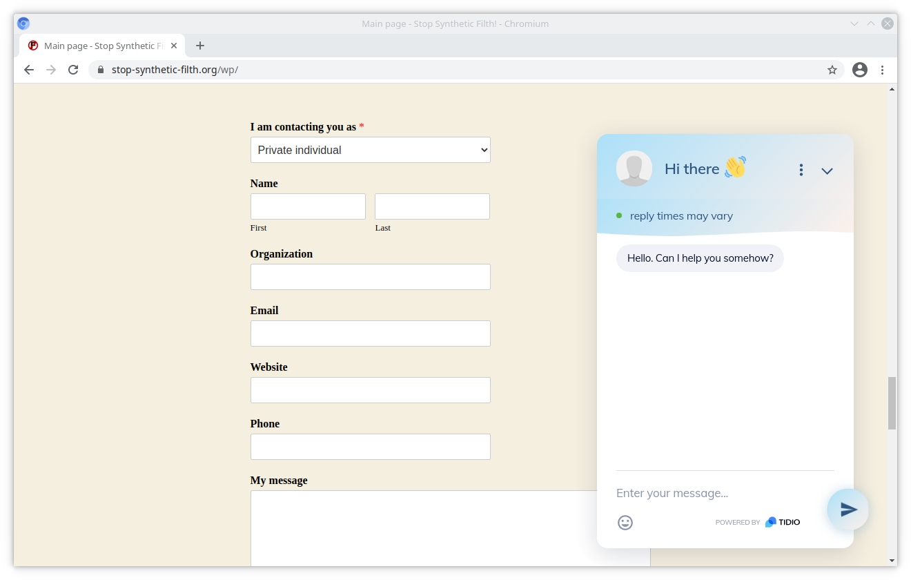 Now added a contact form and a chat powered by tidio